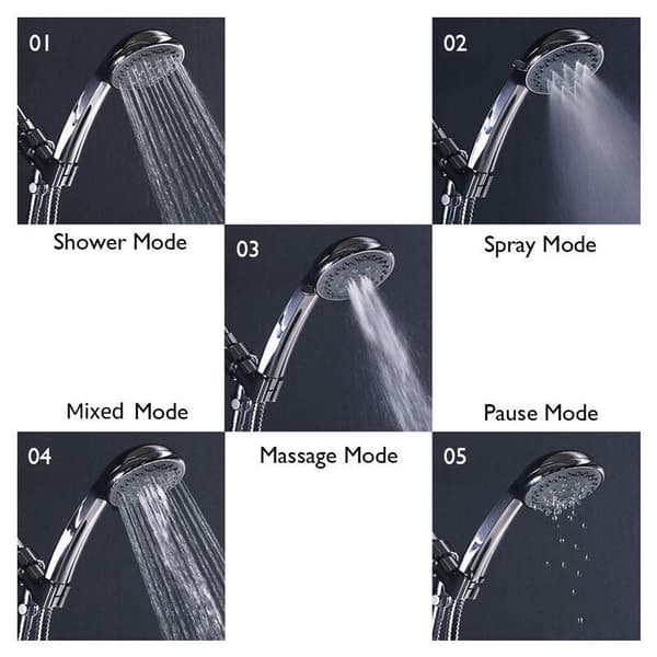 Dusjhode, håndholdt spray høytrykksdusjhode og slange, - 1,5M slange - Dusjhodeholdere Grey