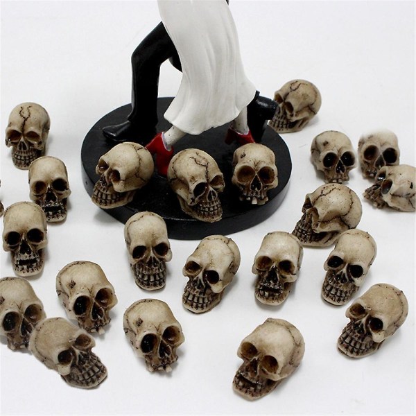 20 stk Halloween små hodeskaller Punk Voodoo Zombie Vintage Resin Ornament Hage pottedekorasjon