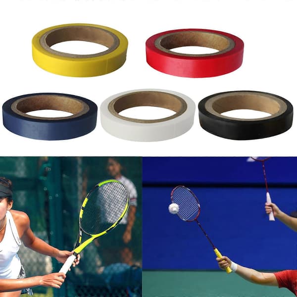 5 rullar racketgrepp avslutningstejp övergreppsförseglingstejp tennis squash racket grepptejp racket tillbehör gul Yellow