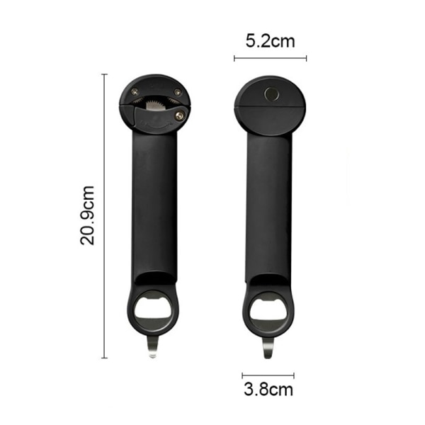 1 stk Multifunksjonell uttrekkbar flaskeåpner Boksåpner Black