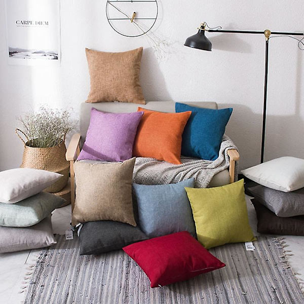 Ensfarvet blødt linned Pudebetræk Pudebetræk Hjemmesovesofa Bilindretning Jikaix Light Gray 45 X 45cm