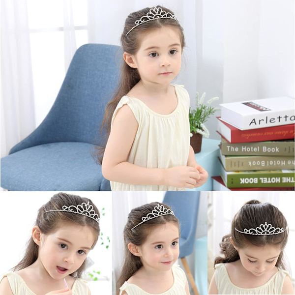 3 stk Rhinestone Princess Crown Pannebånd Hårbøyler Brude Hårbånd Tiara Fest Hodeplagg