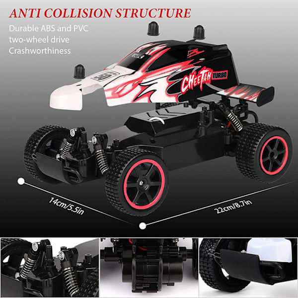 RC racingbilar 2,4 GHz höghastighetsradio Fjärrkontrollbil 1: 20 2WD racingleksaksbilar Elfordon Snabbrace Buggy Hobbybil Green One Size