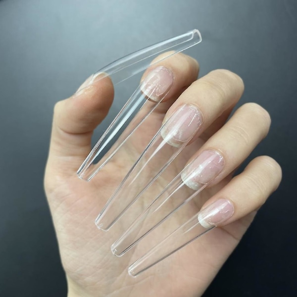 100/120 st Professionella superlånga falska naglar tips långa ballerina hel fransk akryl nagel tips för förlängning nagel JP009-Clear