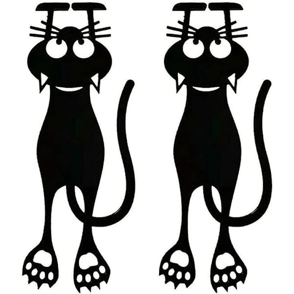 Leikkaus Black Kitten -kirjanmerkki, uudelleenkäytettävä muovinen kirjanmerkki, musta kissa riippuva kirjanmerkki, kestävyys ja käyttömukavuus, kirjojen ystäville (2 kpl)