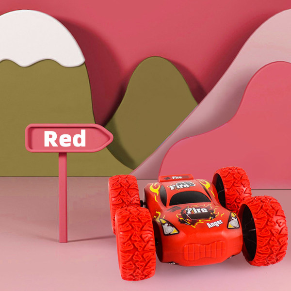 Lasten kaksipuolinen Stunt Car pieni leluauto maastoauton kippiauto Red One Size
