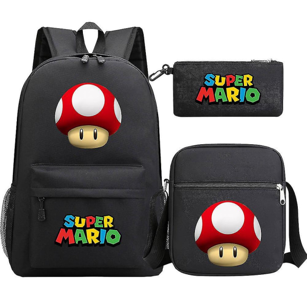 Super Mario rygsæk til teenagere piger drenge | Kawaii vandtætte lærreds skoletasker | 3 stk Laptop Mochilas rygsække 10