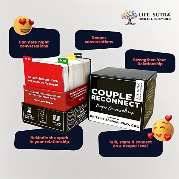 Couple Reconnect -peli Paripeli aviopareille 200 parin keskustelukorttipeli, jonka on suunnitellut psykologi