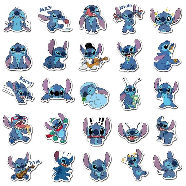 50 st/ set Lilo & Stitch Stickers Set Vattentät flaska Laptop Dekaler