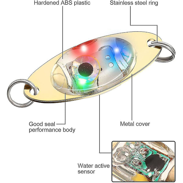 10 stk Led Fiskelokker Fiskeskeer Undervands Flasher Bas Hellefly Flasher Trolling Deep Drop Golden