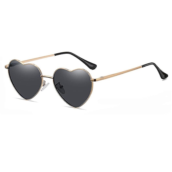 Hjertesolbriller Dame polariseret metalstel Trendy Søde hjerteformede solbriller Uv400 beskyttelse 1
