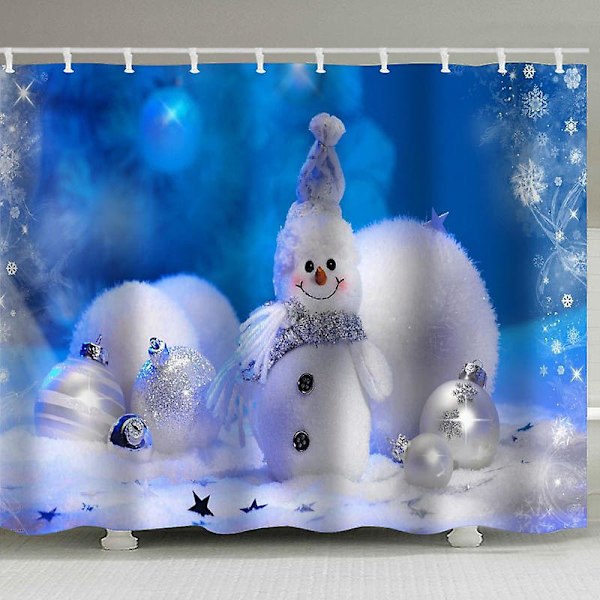 Julebadeforhæng Rensdyr Julemand 180 X 180 Cm Badegardin Polyester Stof Anti-mug Vandtæt Vaskbart Badeværelsesgardin Med 12 Krog