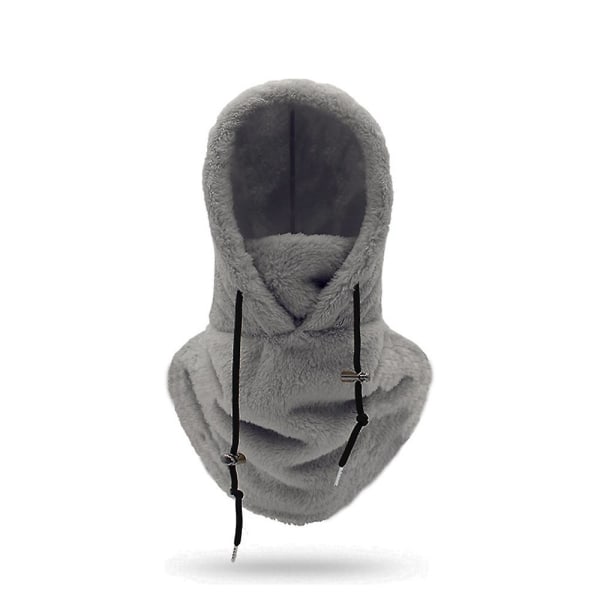 Sherpa Hood Skimaske Vinter Balaclava Koldt Vejr Vindtæt Justerbar Varm Vinter Hood Cover Hat Cap Tørklæde Grey