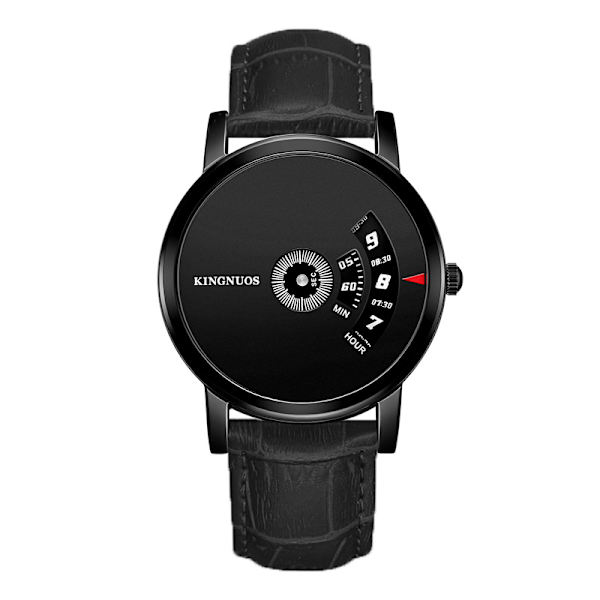 Eksplosioner, kreativt, pointerfrit business-ur Black belt and black shell Black dial