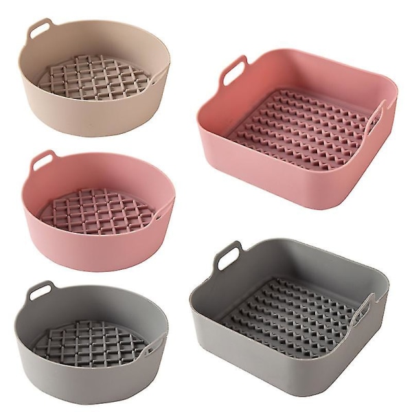 Baking Basket Air Fryer Silikonikattilan vaihtovuoret Airfryerin tarvikkeet Pink Round