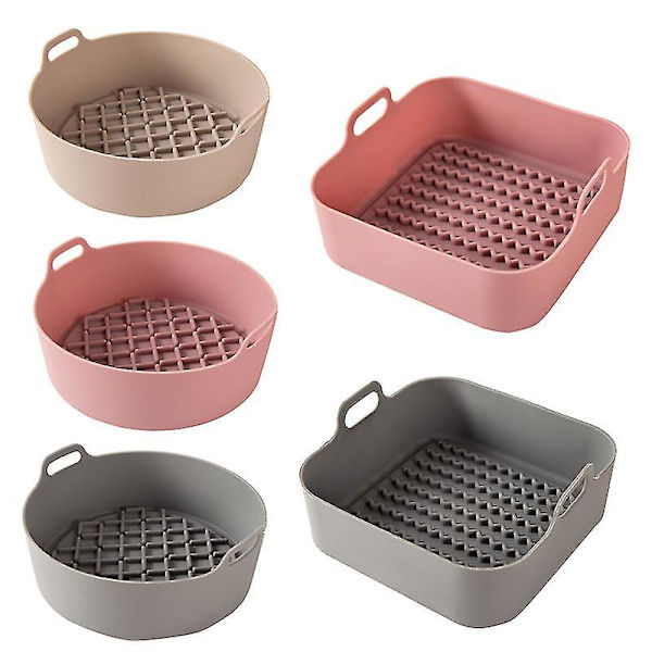 Bakkorg Air Fryer Silikongryta Ersättningsfoder Airfryer Tillbehör Pink Round