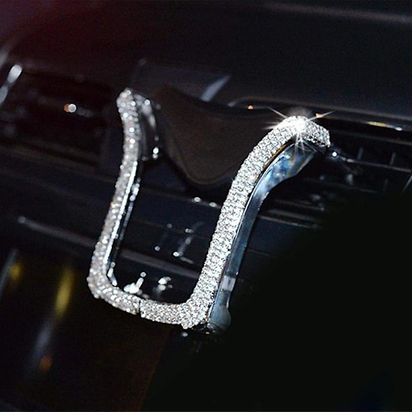 Crystal tekojalokivi Car Air Vent Mount Clip Matkapuhelinteline iPhonelle Samsung Auto Sisustustarvikkeet Universal| | Silver