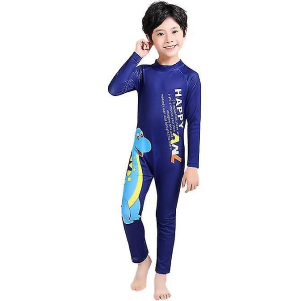 Badkläder för barn för pojkar och flickor Badkläder långärmad stranddräkt i ett stycke surfdräkt blue XL