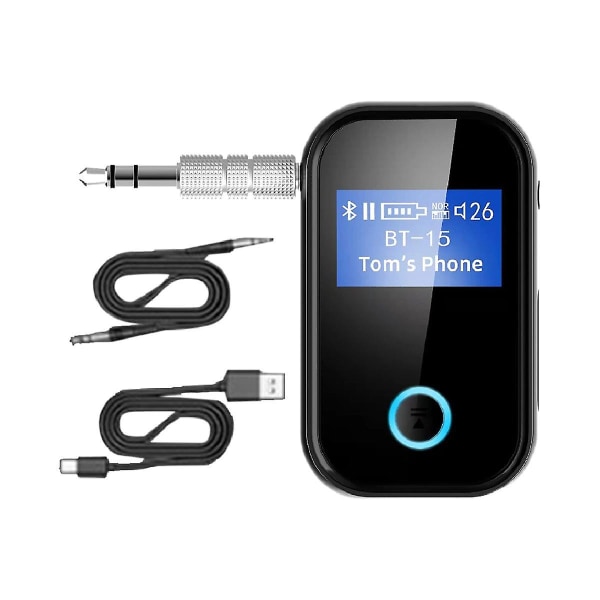 Bluetooth sovitin näytöllä Auton langaton 5.0 Bluetooth vastaanotin 3,5 mm:n äänikaapelilla