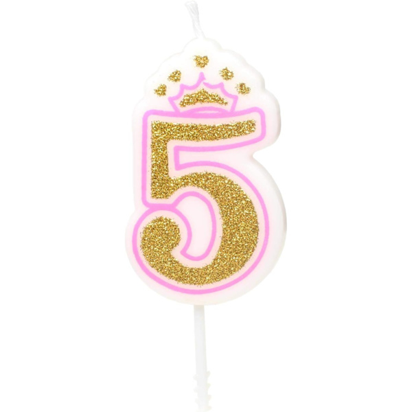 Syntymäpäiväkynttiläkruunu Söpö kakku Kynttilän koristelu numero 0-9 Lapset Hyvää syntymäpäivää kynttilä (numero 5)