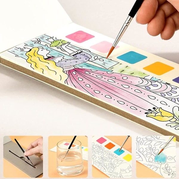 Pocket akvarell målarbok, pocket akvarell målarbok för barn, reseficka akvarell målarbok D