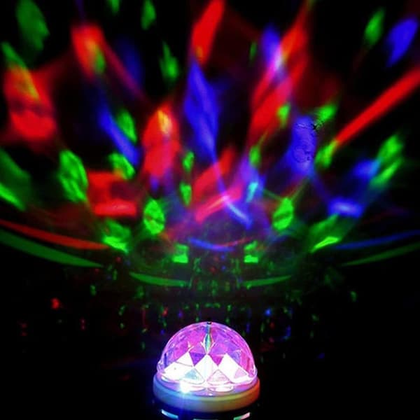 Diskokugle E27 Roterende Festlampe RGB Lys LED Stroboskop Diskokugle til Disko, Fødselsdag