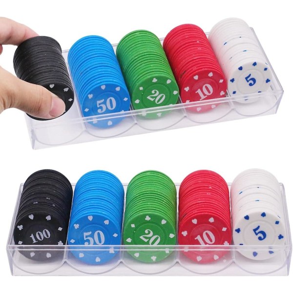 4x0,2 cm - Kasinomerkit, 100 kappaleen pakkaus akryylipokerimerkkejä laatikolla laskurimerkkejä, pelimerkkejä, rulettia, keraamisia pokerimerkkejä varten