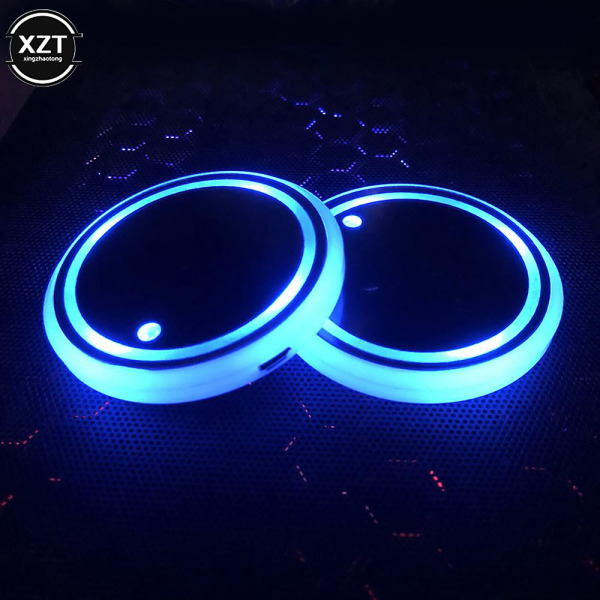 Fargerik Auto Bil Led Cup Coaster Pad Holder Atmosfære Lys Lamper Bunn Bil Styling Automatisk Lys På| | I