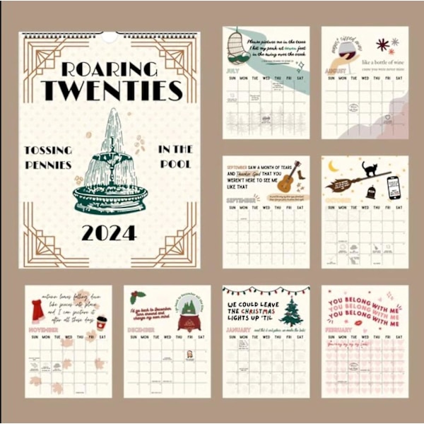 2024 Roaring Twenties kalenteri, Taylors kalenteri 2024, Roaring Twenties kalenteri 2024 seinäkalenteri Hauska kalenteri Gag joululahjat 2pcs
