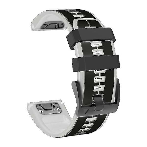 Rem til Garmin Fenix ​​6x, lettilpasning af bløde silikonebånd Udskiftning til Fenix ​​7x/fenix 6x Pro/fenix 5x/fenix 5x Plus/descent Mk2 Black White