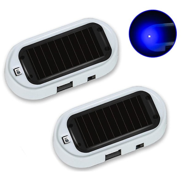 Bil Fake Security Light Led Solar Powered Simulert Dummy Alarm Trådløs Advarsel Anti Theft Forsiktig Lampe Blinkende Imitasjon| | 2Pcs 02