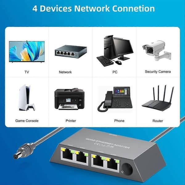 4-Port Ethernet Adapter Compatible with Gen 3, Compatible with Starlink Mini Satellite Internet Adapter, Compatible with Wired External Network
