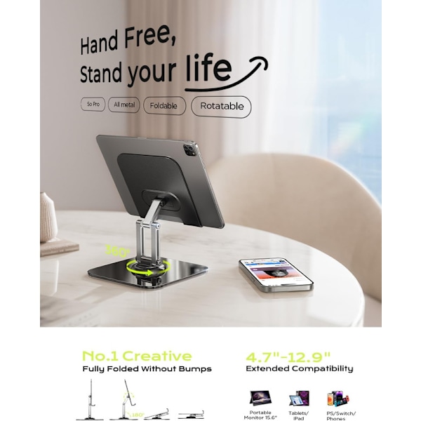 iPad Stand Justerbart Tablet Stand til Skrivebord, 2025 til iPad Tilbehør til Computertilbehør iPad Holder
