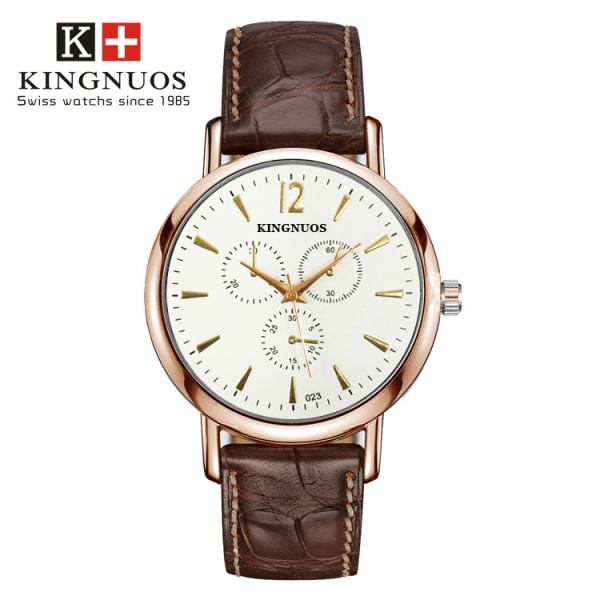 Ny högkvalitativ mode-parbälte kvarts icke-mekanisk vattentät watch brown band white