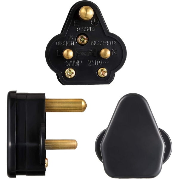 5 Amp runde benstik Netstik 3 pinde lysstik til scenebelysning Lampe (sort 5 stk) (a-1b) black 5