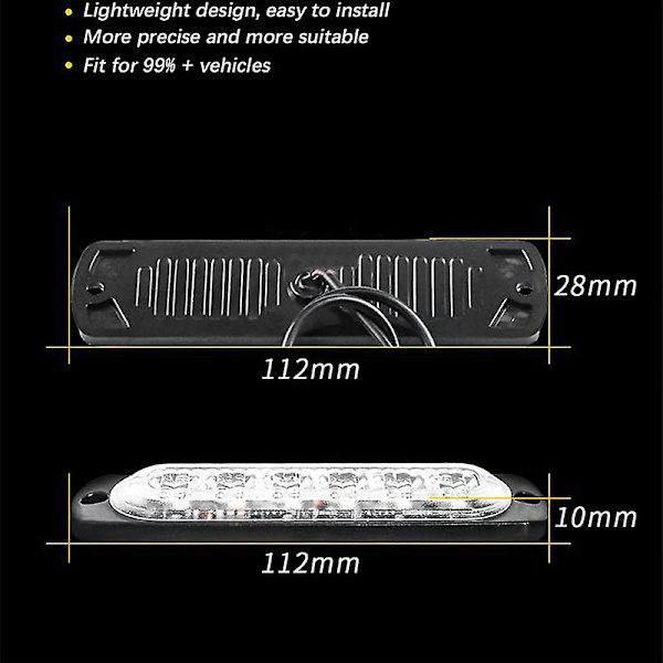 6/12led Strobe Varsellys Billig Strobe Grille Blinkende Lightbar Lastebil Bil Beacon Lamp Amber Trafikklys 12v 24v Billys - Varsellys Assem 6LED Blue