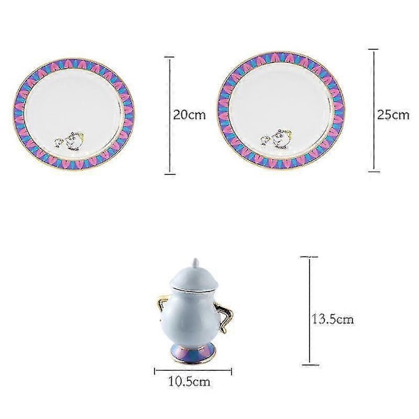 Sarjakuva Kaunotar ja Hirviö Teekannu Muki Teeastiasto Syntymäpäivälahja 6pcs