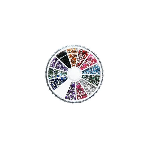 Rhinestone hjul 2mm glitrende sten 12 farver multifärg multicolor