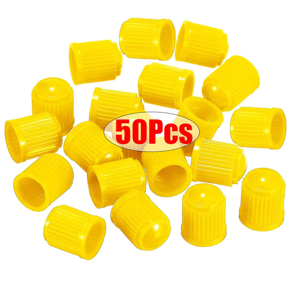 50st Bildäck Ventil Stamkapslar Tubeless Däck Hjul Stam Luftventil Caps Bil Cykel Hjul Däck Dammtäta Caps Biltillbehör - Ventilstammar &amp; Kepsar Yellow