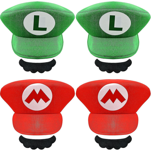 8 st Super Mario Bros Mario och Luigi hattar med skägg Mario Cosplay Kostym Tillbehör Kit för Halloween Kostymer Kvinnor Män Barn Halloween Outfits C