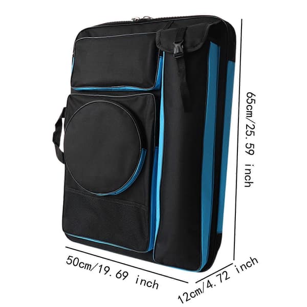 A4 Kunstmappe, Kunstnertaske, Stor Bæretaske til Tegnebræt Black Blue