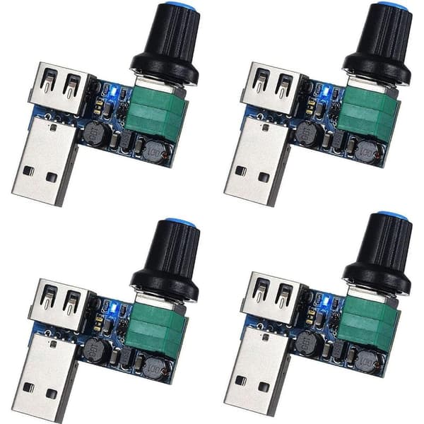 PC USB Viftehastighetskontroller DC 5V Mini USB Viftehastighetskontroller DC 5V-12V til 2.5-7.5V USB med Hastighetsbryter White