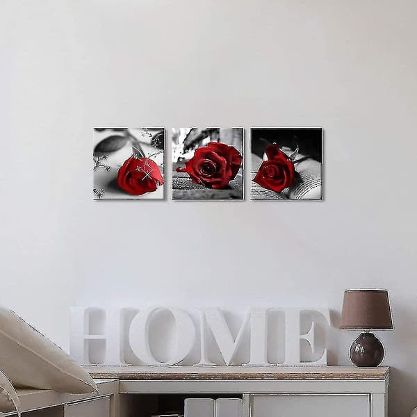 Canvas Väggkonst Röda Rosor Blommor På Grå Böcker Bilder