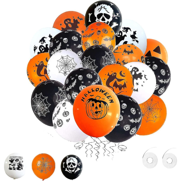 60 kpl Halloween-ilmapallot 12 tuumaa oranssi musta valkoinen jättiläinen pelottava Halloween lateksi ilmapallot koristeet Halloween-juhliin