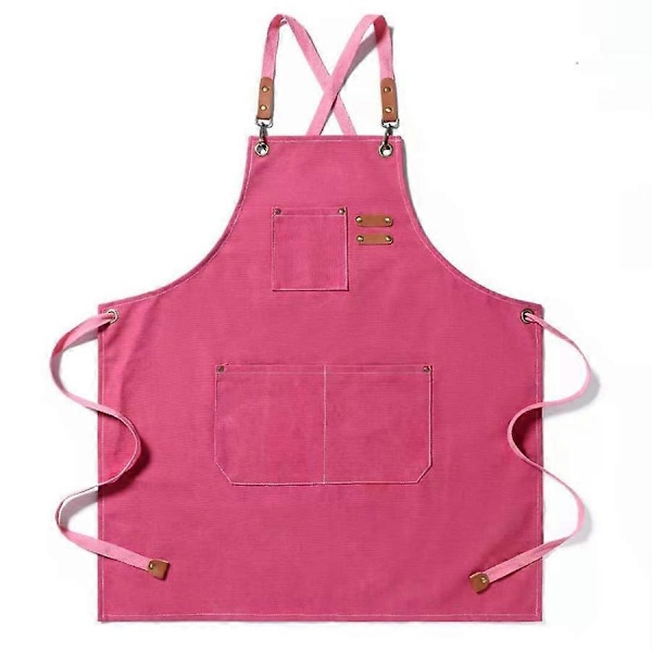 Kestävä Canvas Ristiselkäesiliina 3 Taskulla Miehille ja Naisille pink