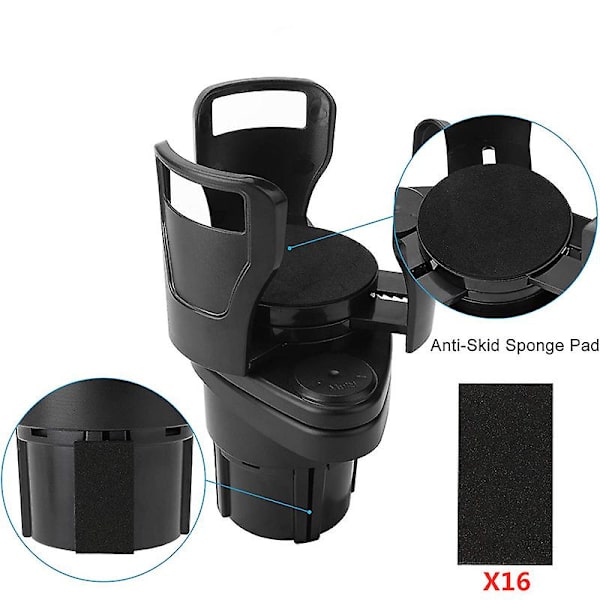 Bilkopholder Expander Adapter, 2 i 1 Multifunktionel 2 kop Mount Extender Robust kopholder med 360 roterende justerbar base|drikholdere| Carbon fiber