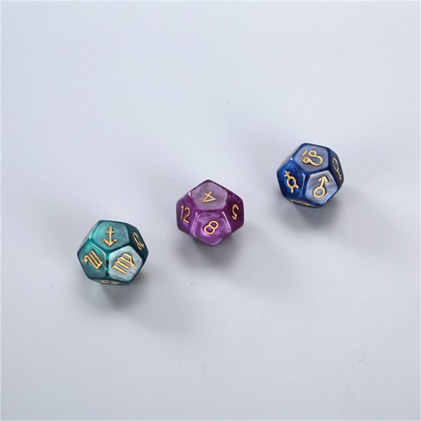 3st/ set Dichromatic D12 Polyhedral Astrologitärningar för konstellation