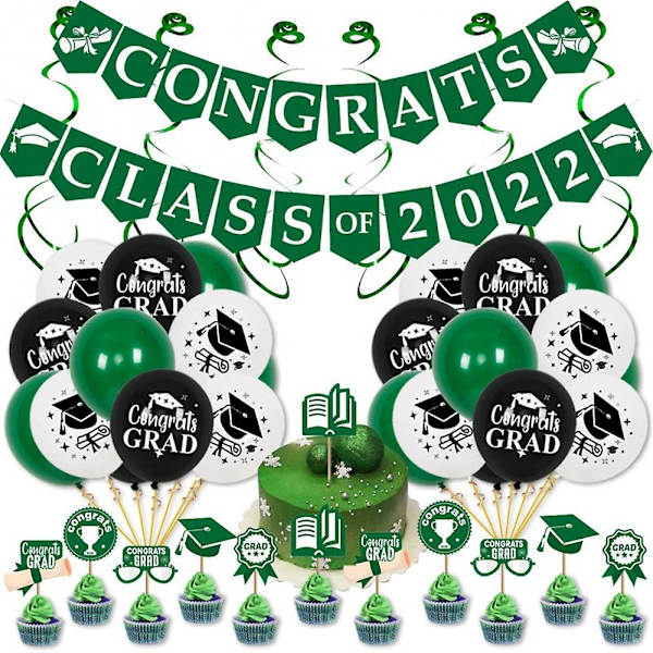 Onnittelut Class Of 2022 -juhlajuhliin set Green