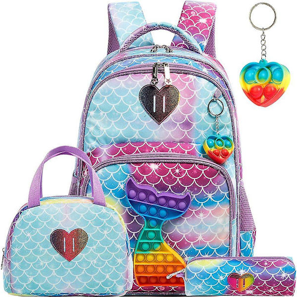 Skolesekker16&quot; Vesker For Jente Set Bag 3 I 1 Barn Vesker For Jente Kawaii Ryggsekk Vanntett Barn Skolevesker For Jente B