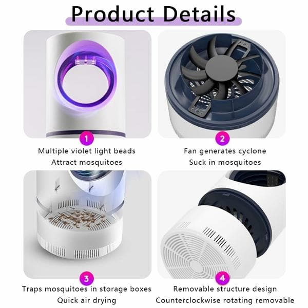 UV-attraktionslys Myggedræber USB Elektrisk Bug Zapper Vit white